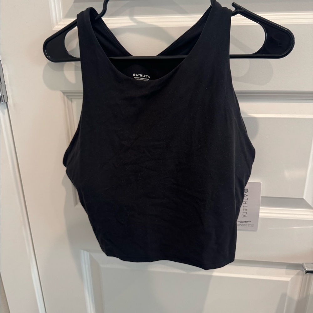 Athleta Women's Black Cropped Built-in Bra Top